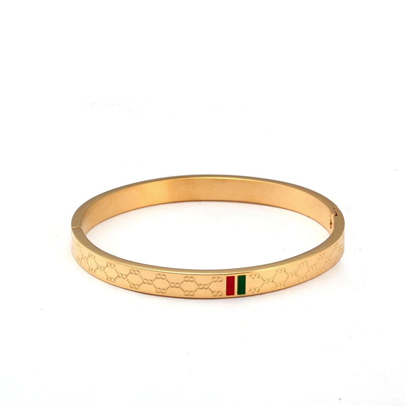 6mm gold Модные браслеты из нержавеющей стали, красные и зеленые браслеты-шармы, широкий браслет для женщин, ювелирные изделия для влюбленных - Окраска металла: 6mm gold