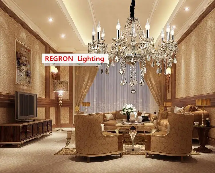 Regron моды люстра свет коньяк Led хрустальная лампа Splendid Церковь висит освещения
