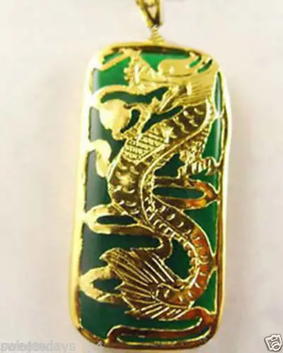 

FREE SHIPPING>> Jewelry Green Jade Dragon Pendant necklace Chain 5.27