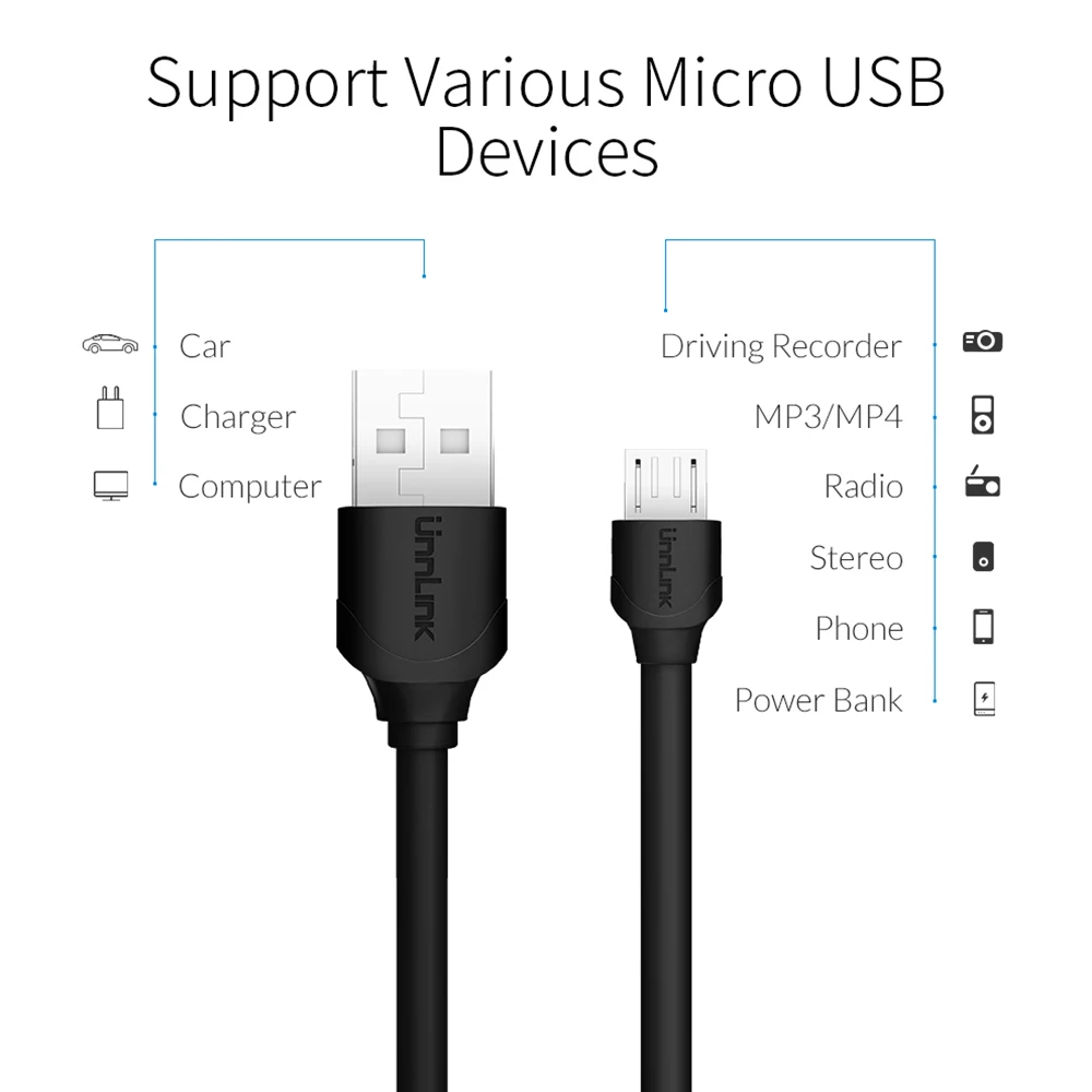 Unnlink المصغّر usb الطاقة كابل 3.5 m DC 5 V 2A النحاس سلك الطاقة كابل إمداد الطاقة الحبل ل سيارة كاميرا DVR GPS مسجل قيادة