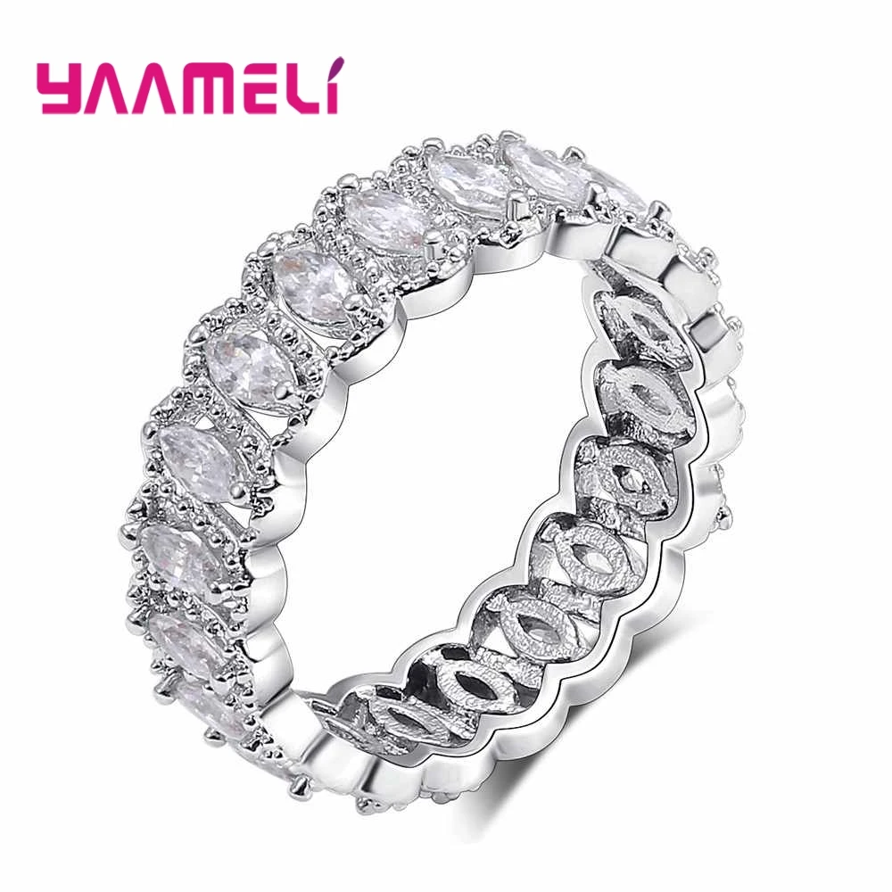 

High Quality Sweet Romantic Style Crystal Stone Ring Engagement Wedding Jewelry 925 Sterling Silver For Wife