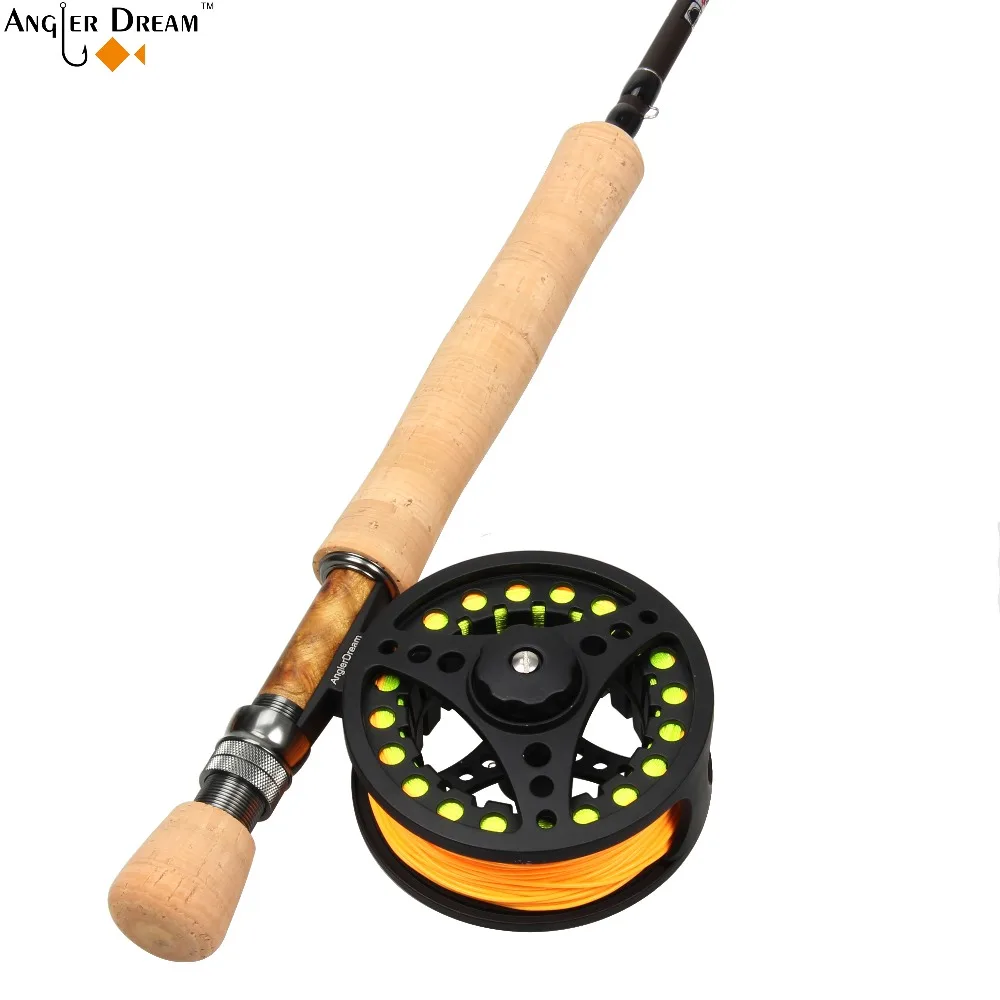 8WT Fly Rod Combo 9FT углеродное волокно Fly удочка& 7/8WT большая беседка алюминиевая рыболовная Катушка Fly Line подложка Конический лидер