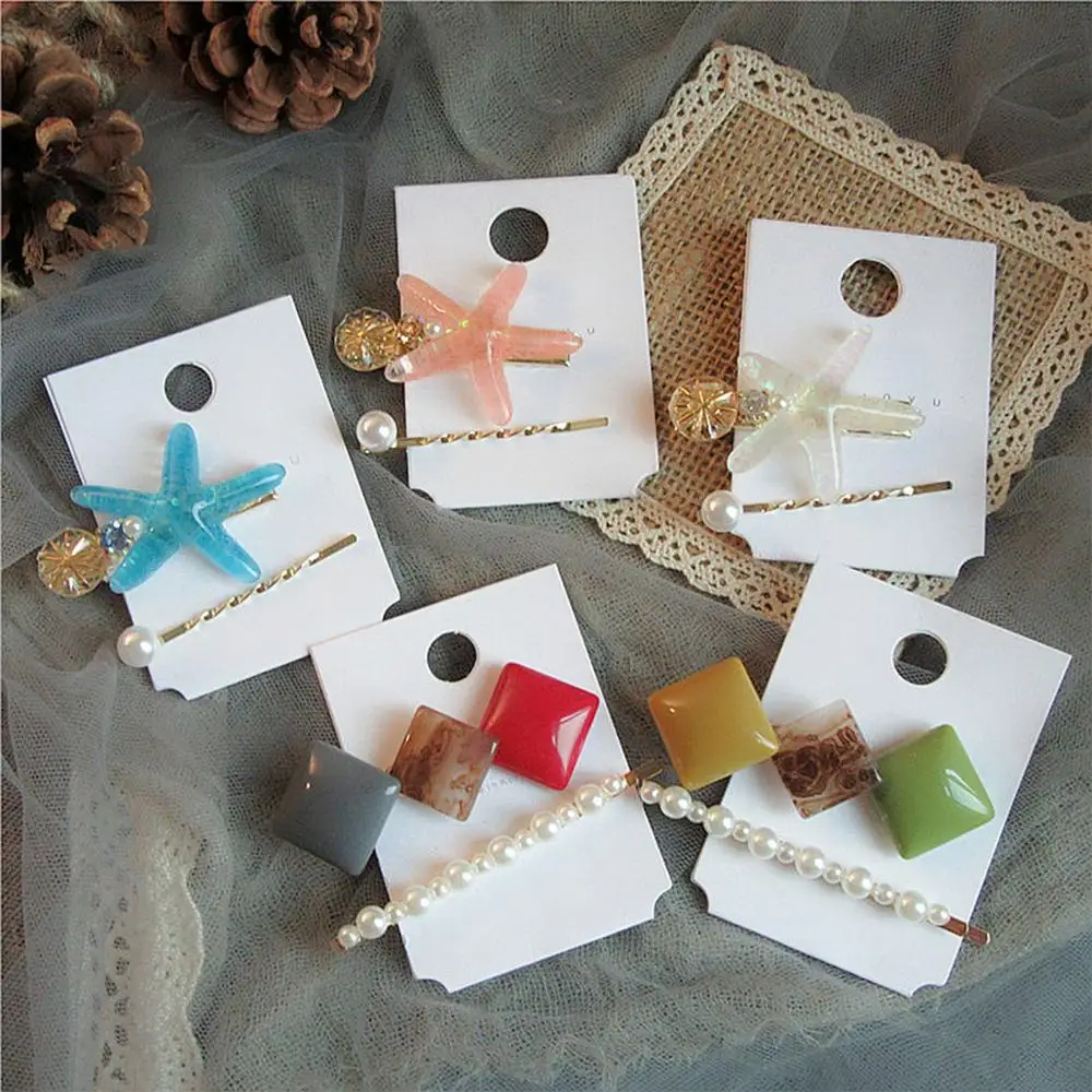 

2pcs/set Hair Accessories Hair Clips For Women Hairpins Retro Geometric Starfish Pearl Rhinestone Hair Barrettes Hairgrip Good