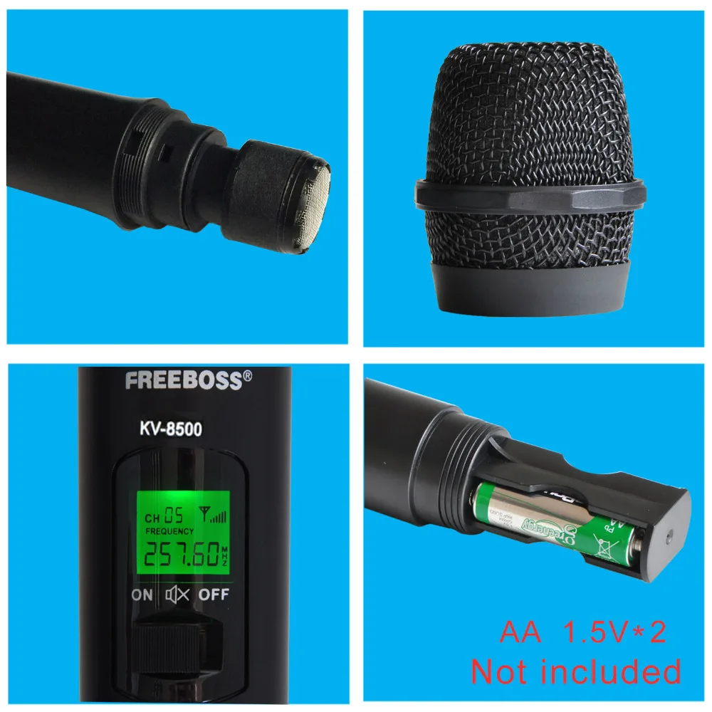 Freeboss KV 8500 VHF Ручной беспроводной микрофон двухканальный ручной караоке вечерние