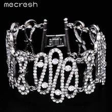 Mecresh Геометрия Кристалл Люкс Браслеты для Для женщин Pulseira серебро Цвет Топ со стразами Свадебные украшения Рождественский подарок MSL249