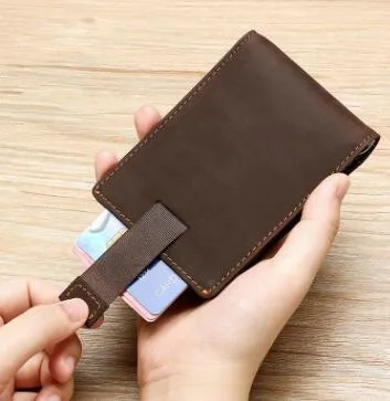 

new Genuine Leather wallet men Small Mini Ultra-thin Compact wallet Handmade wallet Cowhide Card Holder Short Design purse