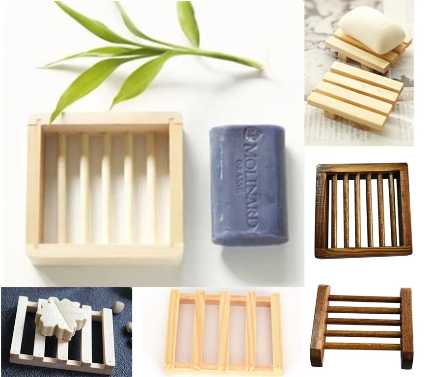 6 أنماط خشبية الطبيعي صابون بامبو طبق حامل صينية ل حمام دش لوحة الحمام تخزين الصابون لوحة حاوية علب