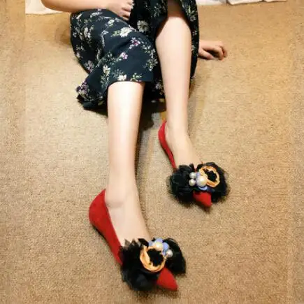 Женская обувь на плоской подошве с острым носком; коллекция года; сезон осень; Новинка; кожаная удобная женская обувь со стразами и большим бантом; лоферы; женская обувь на толстой мягкой подошве; sapato de mujer - Цвет: as picture