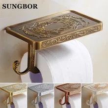 Wholesale And Retail Antique Carving Toilet Roll Paper Rack Phone Shelf Wall Mounted Bathroom Paper Holder And hook GJ-11308