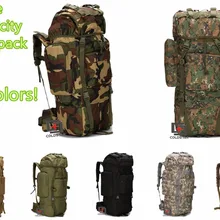 Камуфляж 65L большой емкости альпинистская Сумка тактический армейский тренировочный влагостойкие, уличные, для путешествия Туризм Кемпинг рюкзак