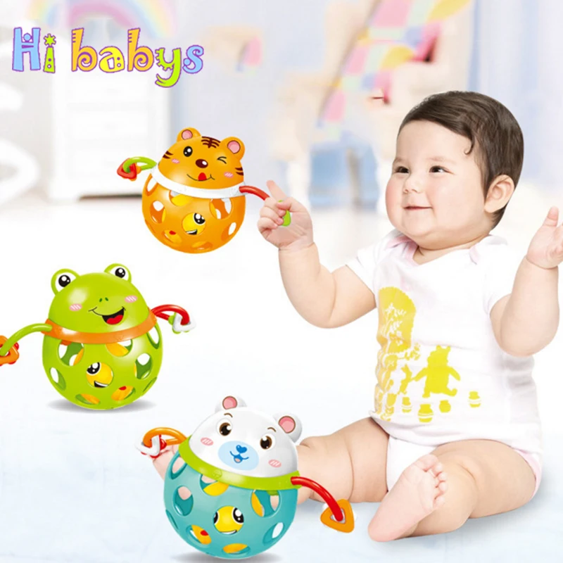 Baby Rattle Handle Toy Jingle Ball Bell Music Roly Poly Rattle Cartoon