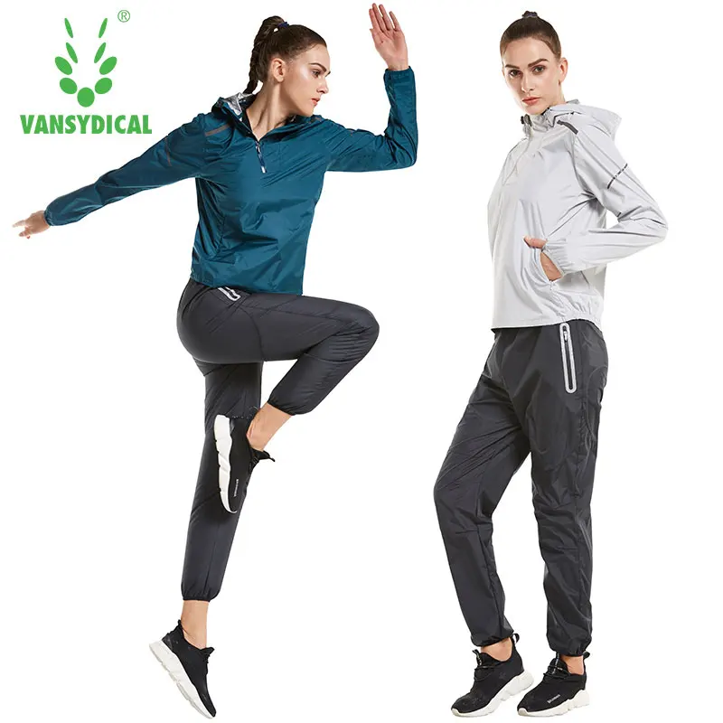 

Vansydical Women Sweatsuits Running Jacket Pants Set Yoga Tracksuit Lose Weight Sets Sports Suits Workout Hooded Gym Suits Women