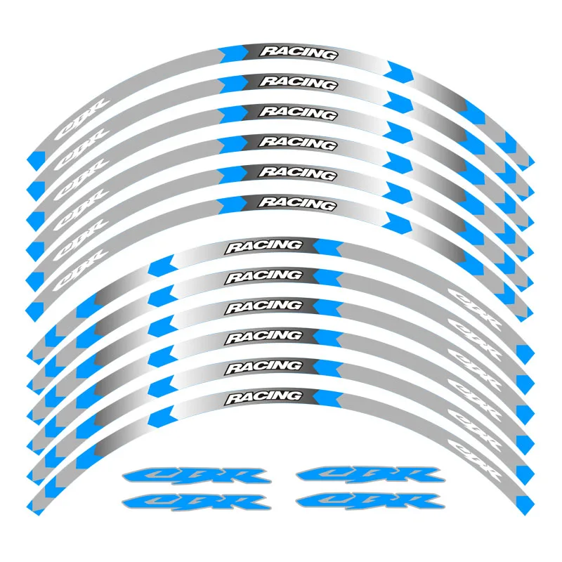Лидер продаж высокое качество мотоциклетные колеса наклейка светоотражающие обод велосипед подходит для Honda CBR RR CBR CBR1000 600RR 650R 300R - Цвет: CBR B BLUE