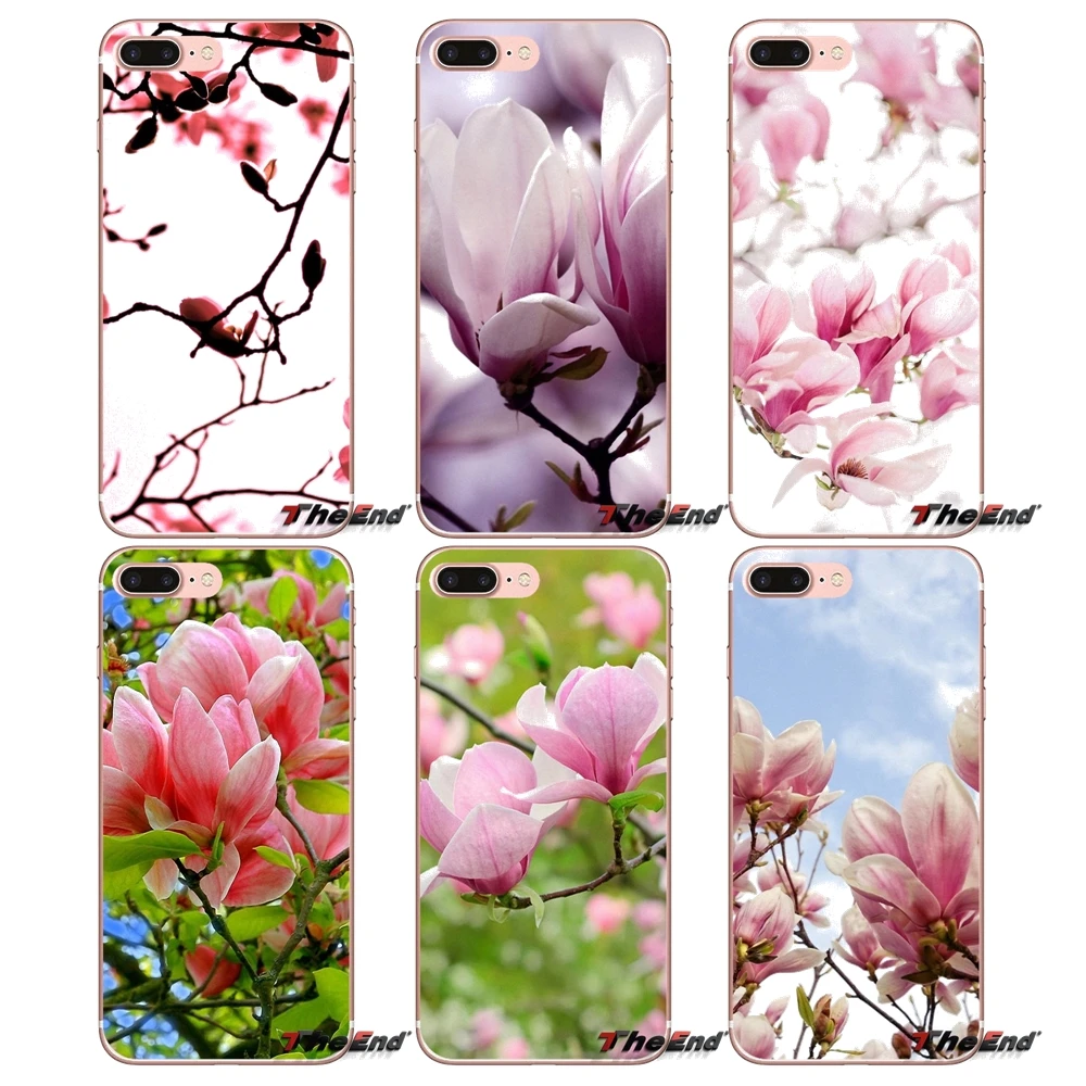 Милый цветок магнолии для iPhone X 4 4S 5 5S 5C SE 6 6S 7 8 Plus Samsung Galaxy J1 J3 J5 J7 A3 A5 2016 2017