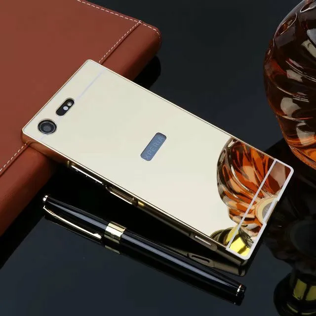 Gold Роскошное зеркало из розового золота чехлы для sony Xperia XZ Premium alumium металлическая рамка оболочка задняя крышка для sony XZ Premium E5563 - Цвет: Gold
