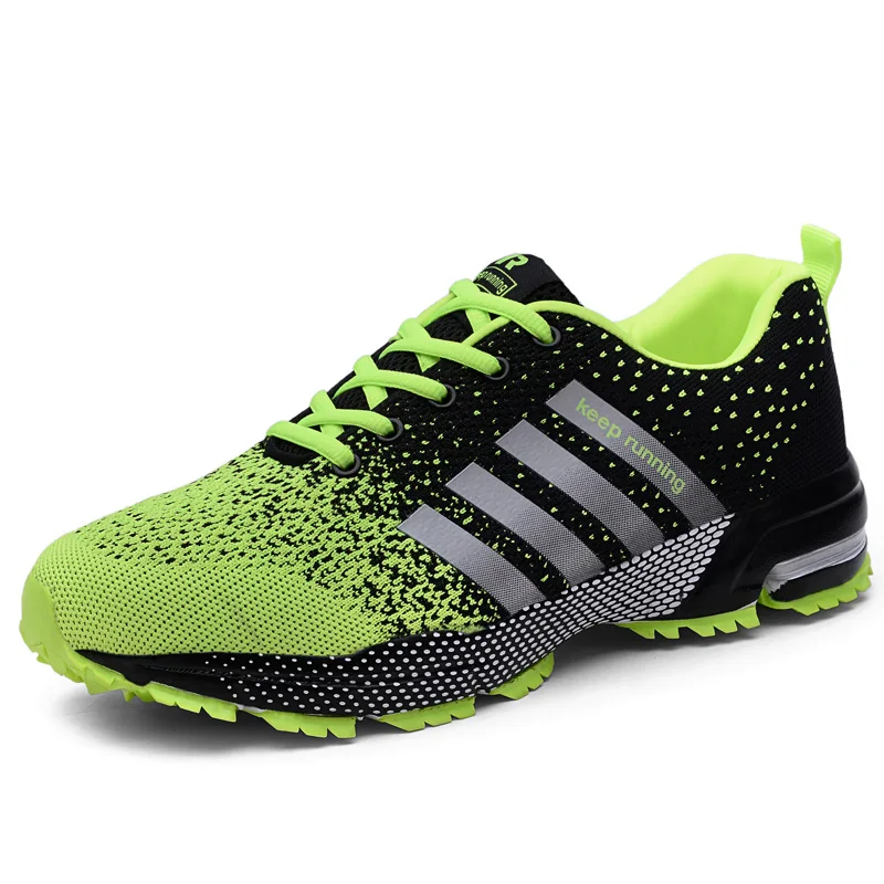 Cajacky кроссовки мужские плюс размер 48 47 лето осень для мужчин Спортивная обувь Открытый Унисекс Спортивные кроссовки легкий - Цвет: Зеленый