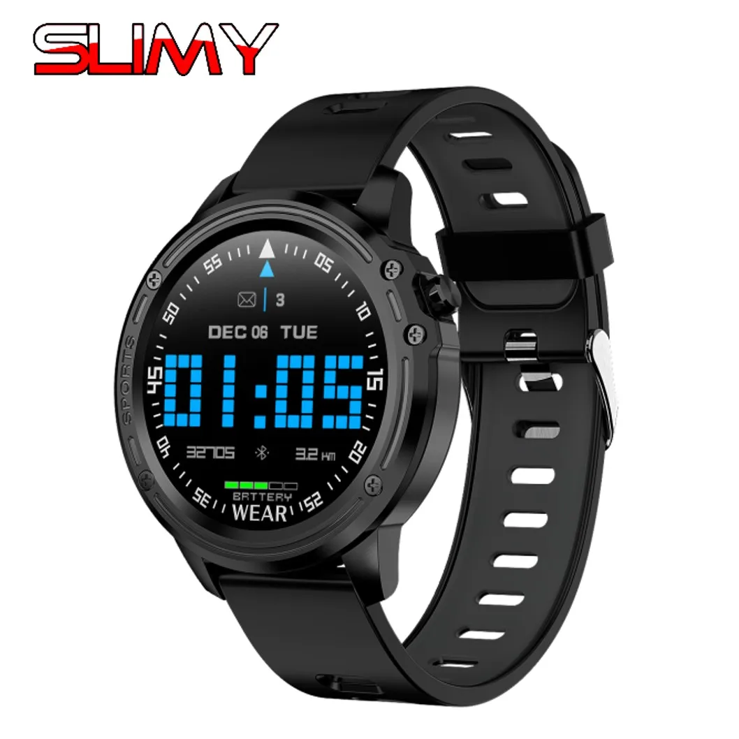 Slimy L8 Смарт-часы водонепроницаемые мужские умные часы Bluetooth браслет Android вызов напоминание о частоте пульса ECG PPG плавание IP68 PK L5 - Цвет: Черный