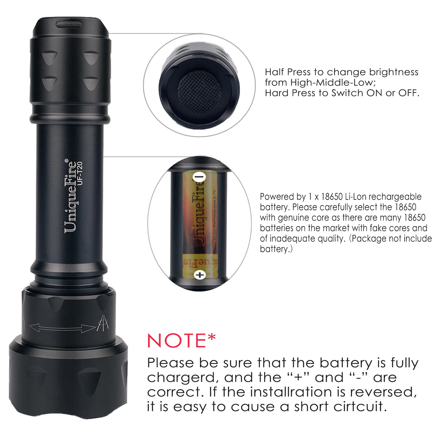 UniqueFire T20 IR 940NM светодиодный инфракрасный фонарик с регулируемым зумом 3 режима