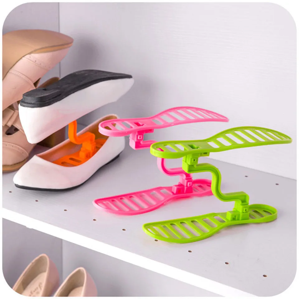 

MQUPIN Detachable double-layer shoe support Space-saving shoe storage rack Portable drying shoe rack creative shoe trees