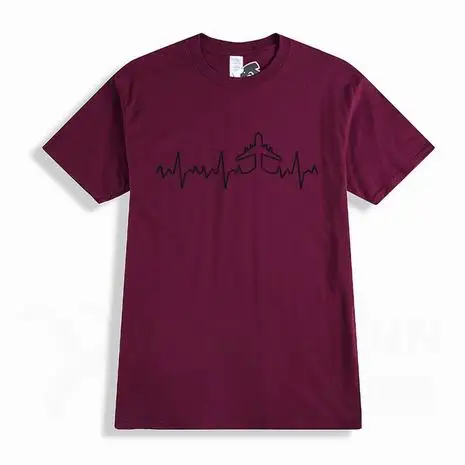 Heartbeat Пилот самолета забавная Футболка с принтом 16 цветов Хлопковая мужская футболка с коротким рукавом самолет футболки для водителя Мужская одежда Camisetas