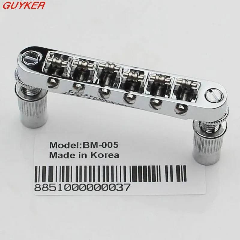 Guitar Roller Saddle Bridge Alloy 6-String Guitar Bridge with Studs Wrench Replacement Part for LP Style Electric Guitar