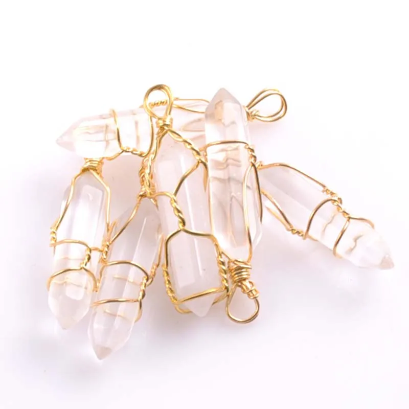 

1 pcs Natural Crystal Quartz Healing Point Chakra Stone Pendant Gold Hexagon Moonstone crystal Pendant Necklace women TRS0184X