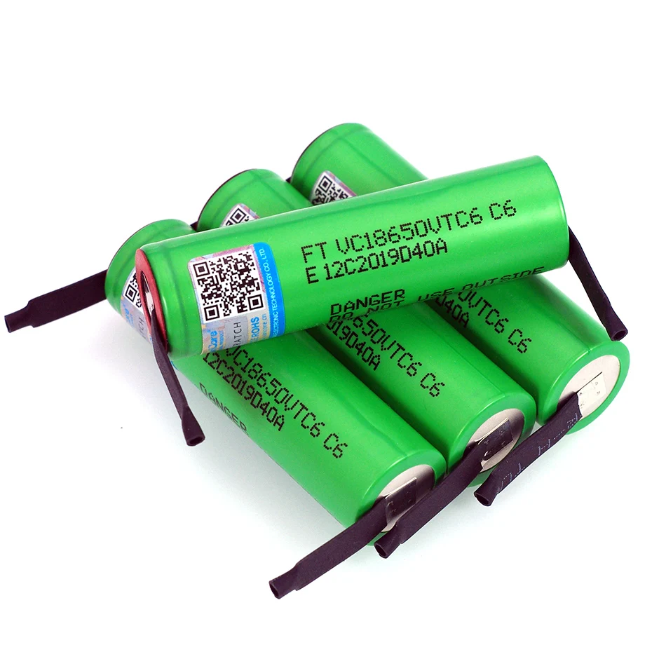 VTC6 3,7 V 3000 mAh 18650 литий-ионная аккумуляторная батарея 20A разряда VC18650VTC6 батареи+ DIY никелевые листы