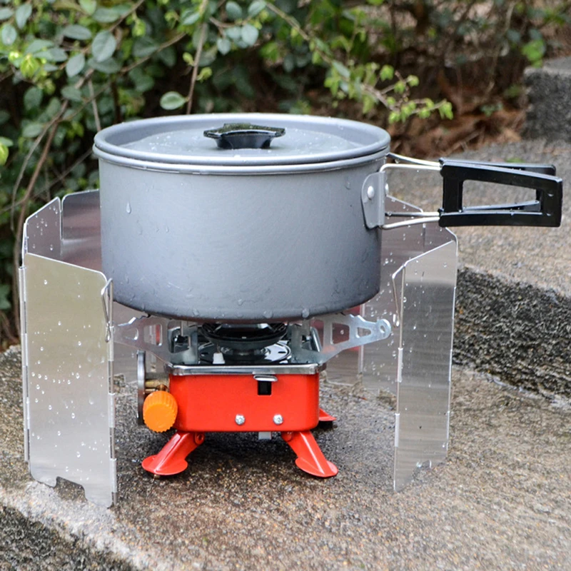9 plates Fold Camping Cooker Gas Stove Wind Shield Screen Foldable Outdoor | Спорт и развлечения