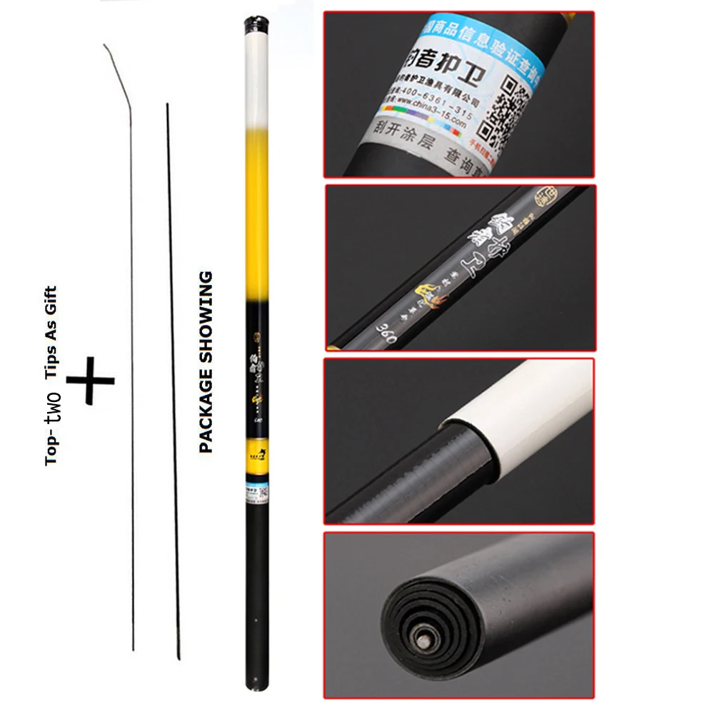 GHOTDA Stream 2.7m-6.3m Hard Telescopic Fishing Rod for Carp Fishing With Extra Top-two Tips GHOTDA Stream 2.7m-6.3m Hard Telescopic Fishing Rod for Carp Fishing With Extra Top-two Tips