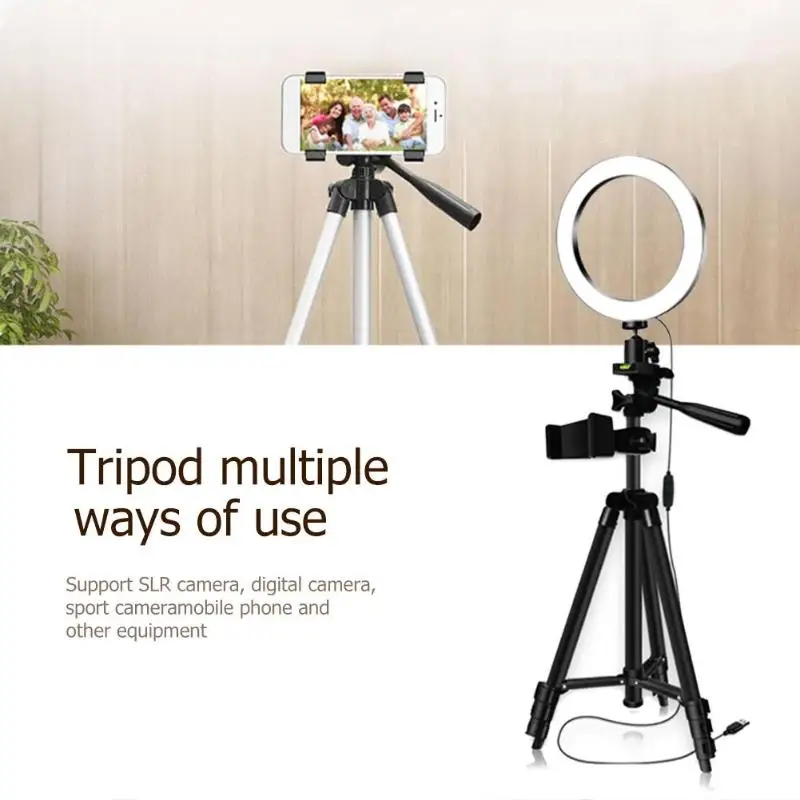 Ring Fill Light Dimmable LED Studio Camera Video Light Annular Lamp with Tripod Phone Clip for Smartphone Selfie Live Show