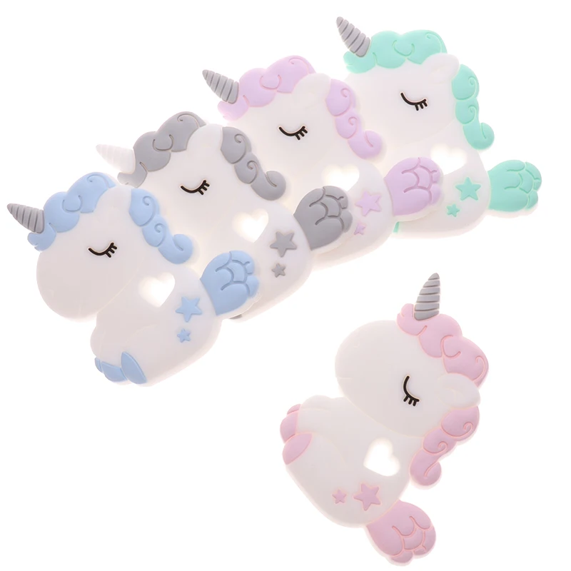 Unicorn Silicone Baby Teether Cartoon Animal Mordedor BPA Free Rodents Teething Necklace DIY Shower Gifts Koala Penguin Owl Fox