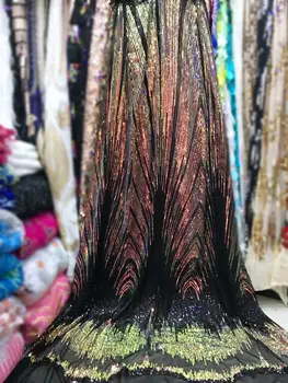 

NEW High Quality 2019 Tulle sequins Beaded French Nigerian Lace Fabrics Pearls Embroidered Guipure African 3d Lace Fabric gold