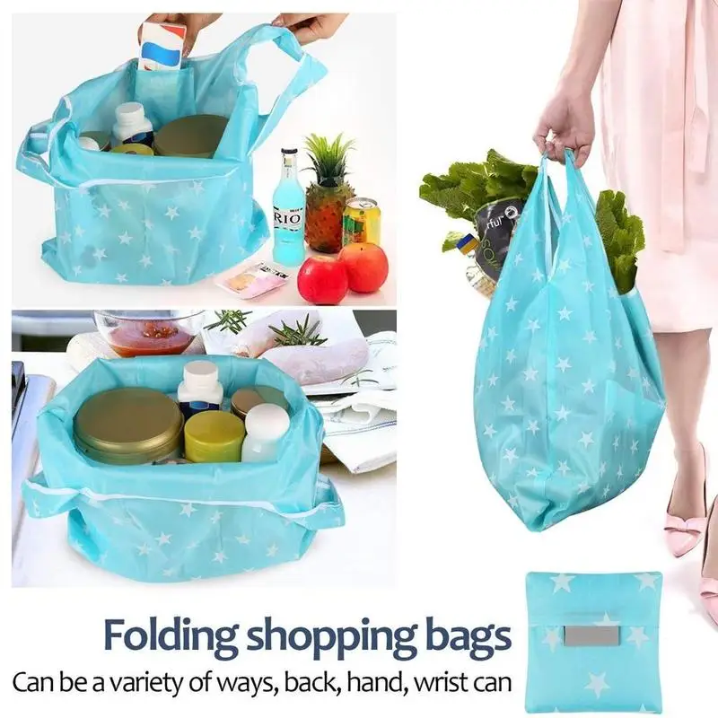 Fashion Shopping Bag Printing Foldable Green Tote Folding Pouch Handbags Convenient Large-capacity Storage Bags Fashion Shopping Bag Printing Foldable Green Tote Folding Pouch Handbags Convenient Large-capacity Storage Bags