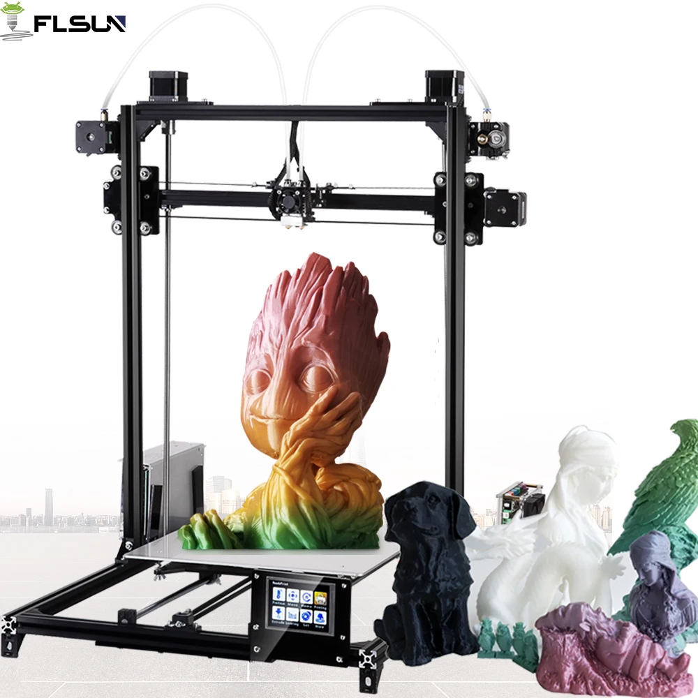3D принтер Flsun I3 большого размера с двойным Экструдером размером печати 300x300x420 мм
