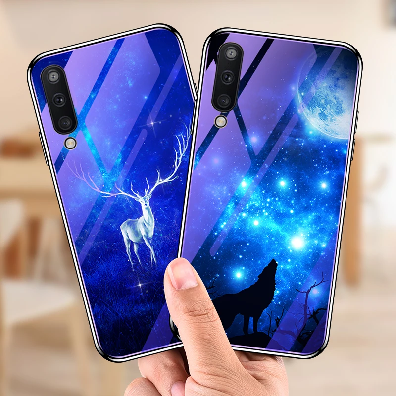 

For Samsung Galaxy A30 A50 A10 Case Soft Silicone edge+ Hard Tempered glass bluelight Protective Back Cover case For samsung m20