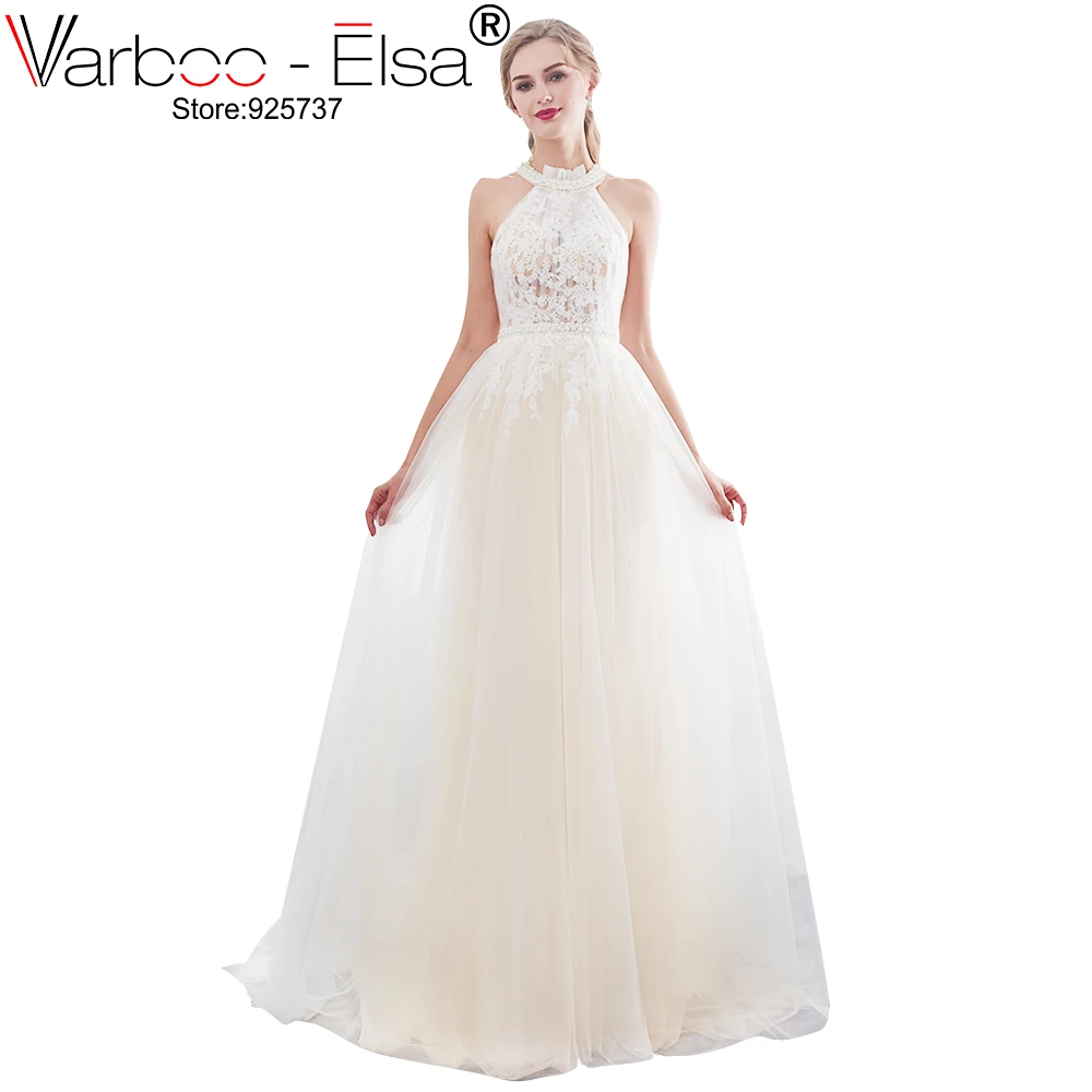 lace halter wedding gown