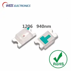 1000 шт. 1206 3216 3.2*1.6 мм 940nm SMD инфракрасная лампа ИК-LED 1.3-1.5 В 18- 20 МВт удаленные мониторинга легкие бусы WholesaleFree Доставка