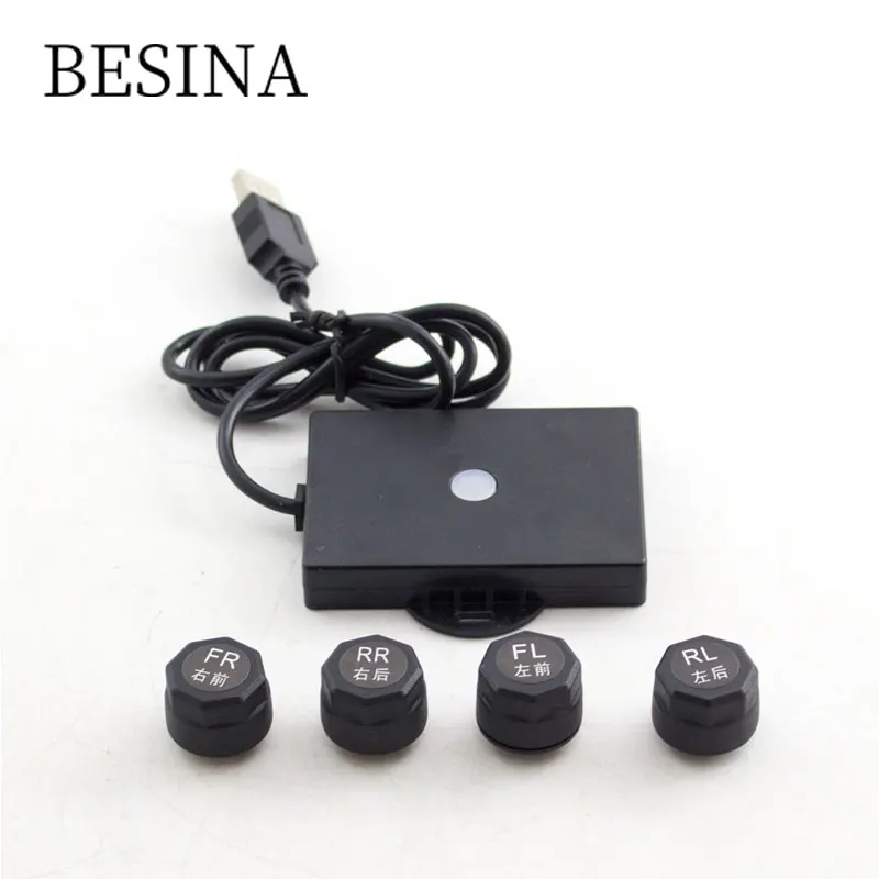 

BESINA TMPS Auto Security Alarm Systems Solar Power Intelligent Safety Tyre Pressure Monitoring Set Tool Kit Digital LCD Display