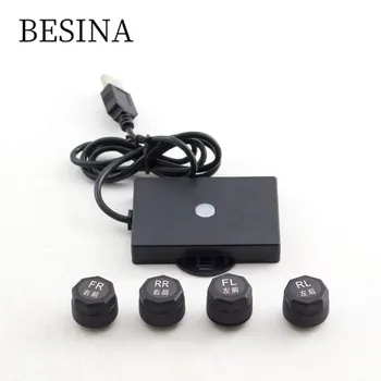 

BESINA TMPS Auto Security Alarm Systems Solar Power Intelligent Safety Tyre Pressure Monitoring Set Tool Kit Digital LCD Display