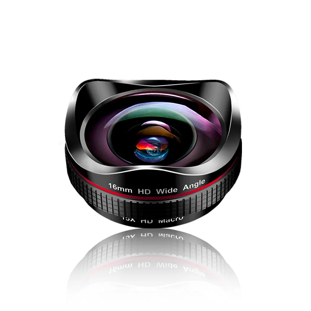 

2 In 1 Wide-Angle Lens Combo Kit 16mm 4K HD Mobile Phone Lens 15X Universal Clip Camera Lens Kit For Smart Phone