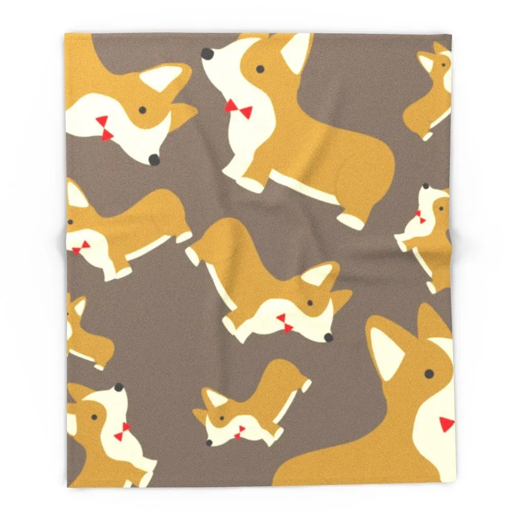 

Corgi Love 51" x 60" Blanket Throw on Sofa Bed Plane Plaids Solid Bedspreads Home Textile