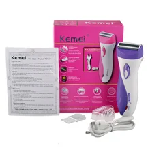 KEMEI KM-3018 Водонепроницаемый электрический Леди бритвы волосы женщины Бикини Подмышек тела леди Эпиляторы Удаления Волос аккумуляторный триммер