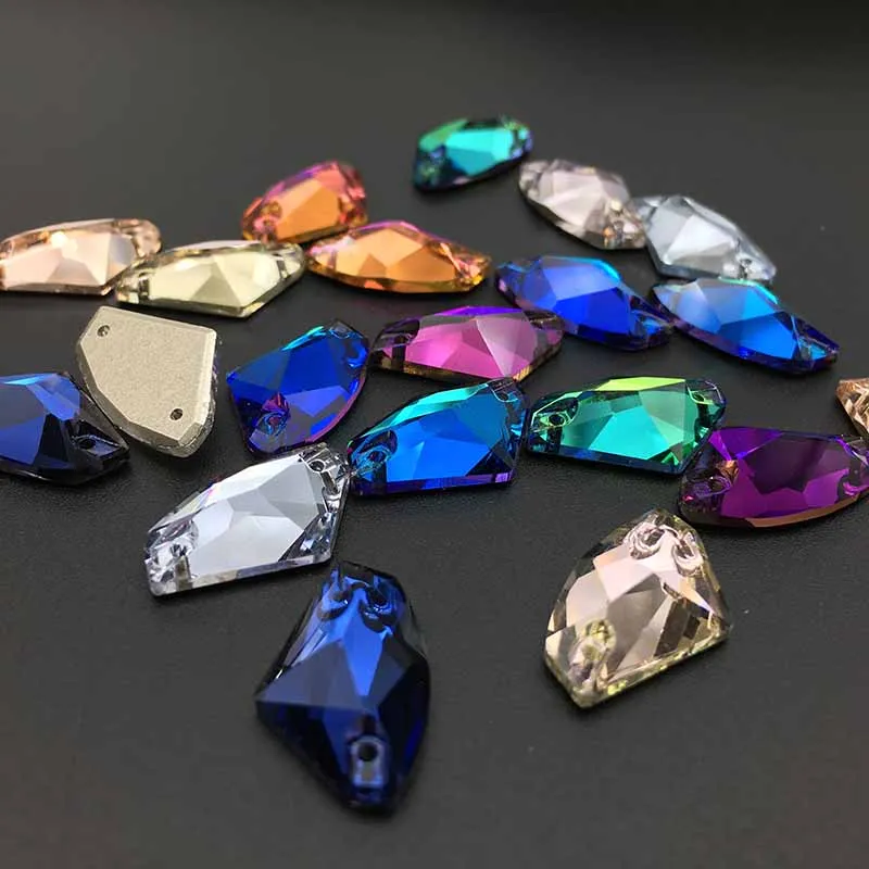 

High Quality K9 Double hole Axe Shaped High Grade Hand Seam Drill flat Bottom hand Sewn stone Crystal DIY Dance Dress Accessorie