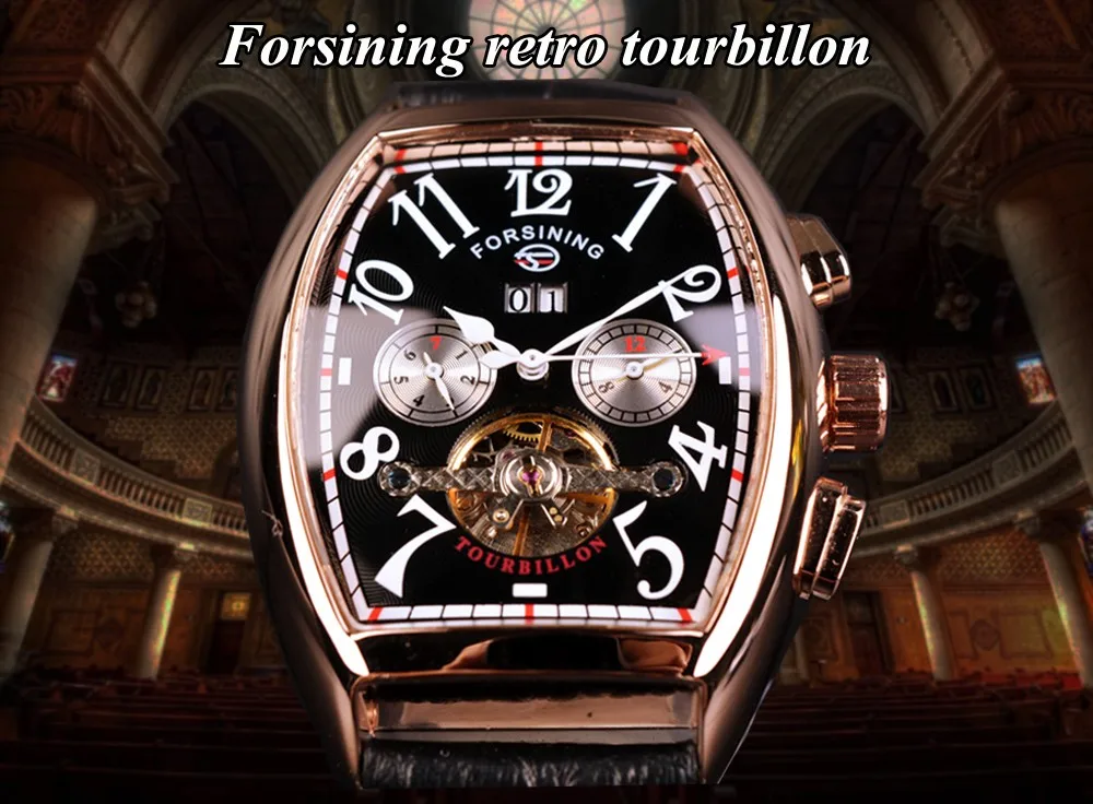 Forsining дата Месяц Дисплей Корпус из розового золота для мужчин s часы лучший бренд класса люкс автоматические часы Montre Homme Часы для мужчин