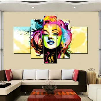 

New arrived Marilyn Monroe Hand-painted wall art painting home decor abstract oil painting on canvas 5pcs/set for living room