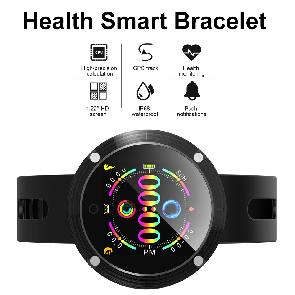 Docooler Смарт-часы Фитнес Tracker BT полосы спортивный браслет 1,2" Дисплей IP68 Водонепроницаемый наручный шагомер крови Давление