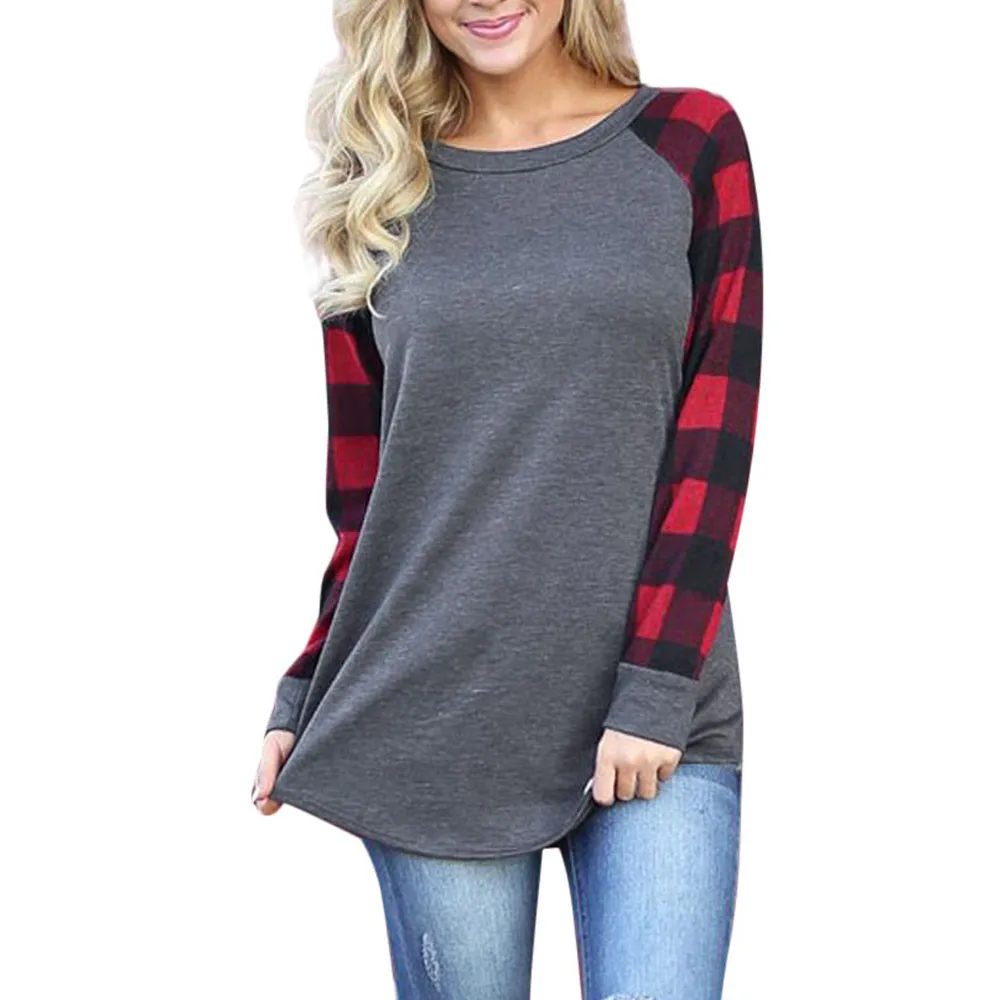 Nouvelles-Femmes-De-Mode-T-Shirt-En-Coton-Solide-O-cou-Manches-Longues-Sweat-Pull-Tops