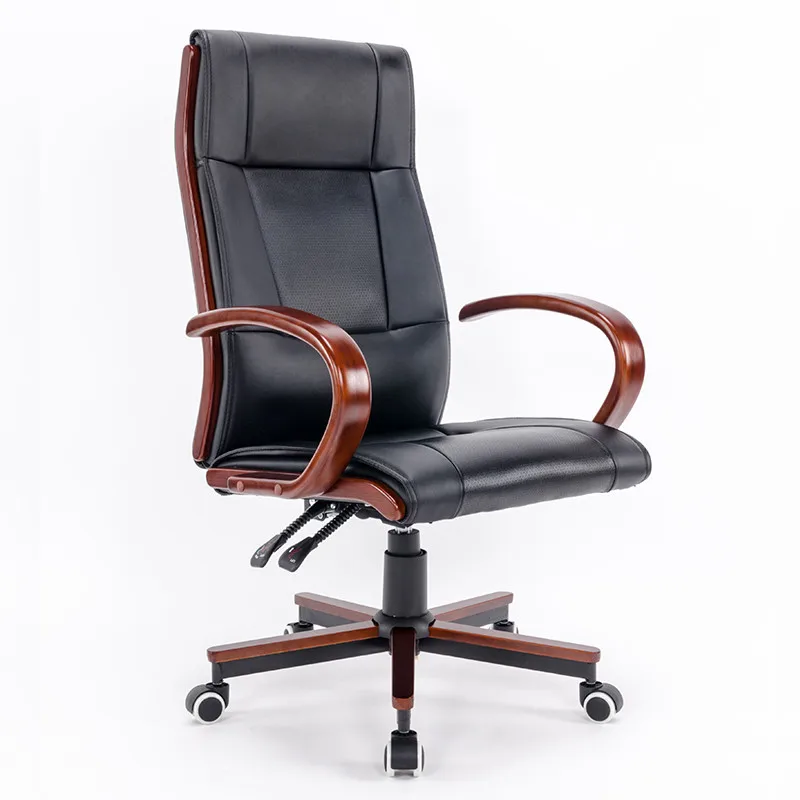 High Back Black Leather Executive Swivel Chair with Synchro-Tilt Mechanism Office Furniture Executive Office Chair Armchair High Back Black Leather Executive Swivel Chair with Synchro-Tilt Mechanism Office Furniture Executive Office Chair Armchair