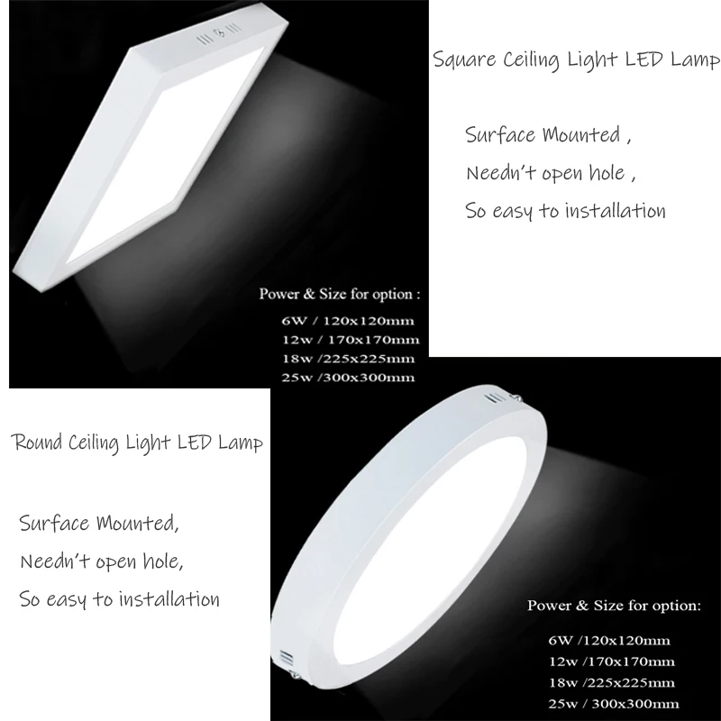GentelWay светодио дный потолочный светильник squared Круглый 6 Вт 12 Вт 18 Вт потолочная панель высокая яркость освещения поверхностного монтажа плоские лампы illuminum