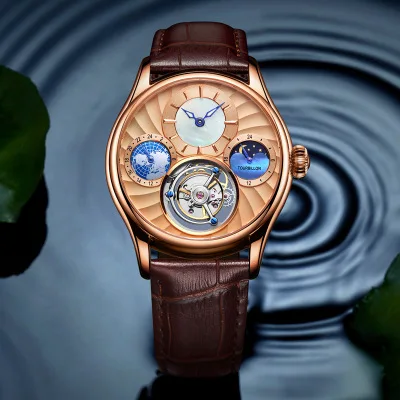 Новые индивидуальные роскошные мужские часы настоящий Турбийон Механические наручные мужские часы с кожаным ремешком водонепроницаемые мужские часы - Цвет: A5